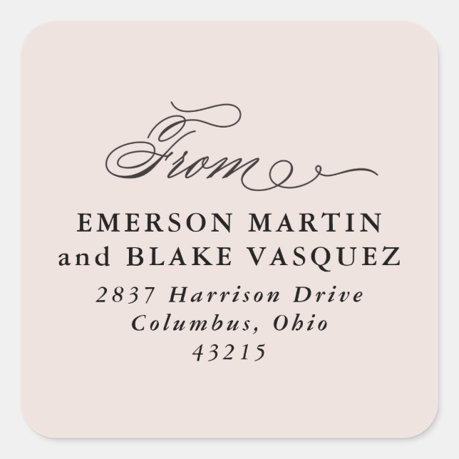 Wedding return address blush pink sticker (Front)