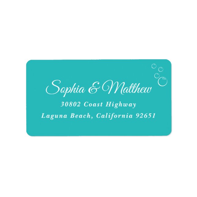 Wedding Return Address Label | Turquoise (Front)