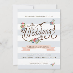 Wedding Ribbon - Blue Invitation
