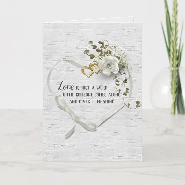 Wedding Ribbon Heart On Birch  Card (Front)