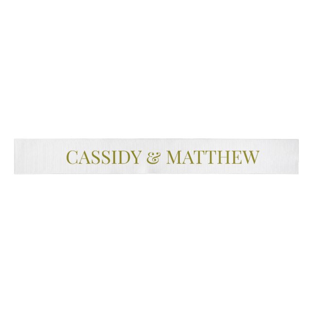 Wedding Ribbon with custom bride and groom names Grosgrain Ribbon (Front)