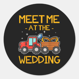 Wedding Ring Bearer Tractor Bride Groom Reception  Classic Round Sticker