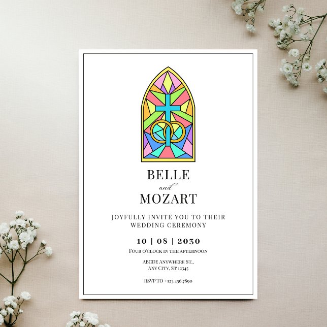 Wedding ring cross mosaic matrimony wedding  invitation (Creator Uploaded)
