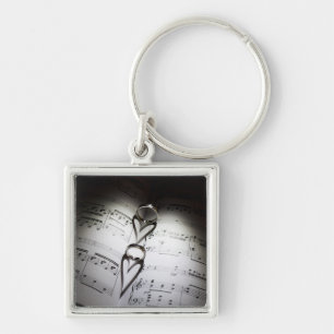 Wedding Ring Hearts Music Keychain