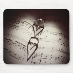 Wedding Ring Hearts Music Mouse Pad