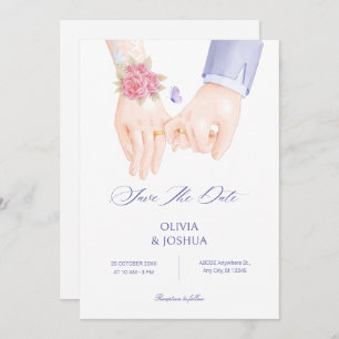 Wedding ring holding hands soft elegant wedding save the date