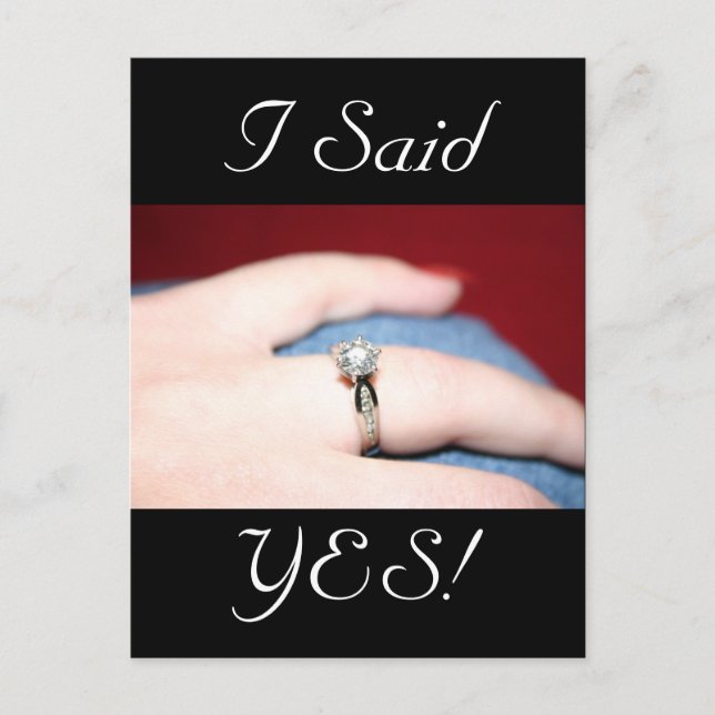 Wedding Ring I Said Yes Postcard (Front)
