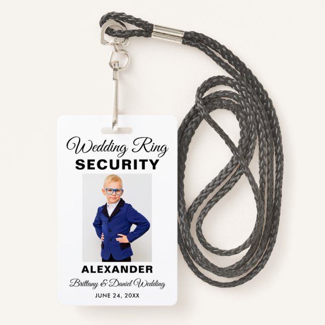 Wedding Ring Security Photo Choose Your Colours Badge (Front with Lanyard)