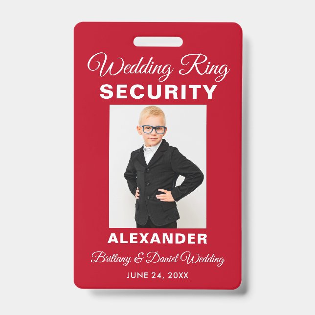 Wedding Ring Security - Red or Pick Colour - Badge (Front)