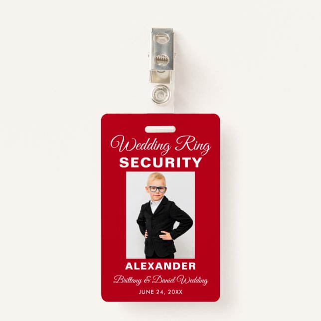 Wedding Ring Security - Red or Pick Colour - Badge (Front with Clip)