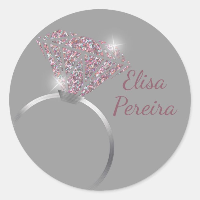 Wedding ring sticker, bridal shower sticker, label (Front)