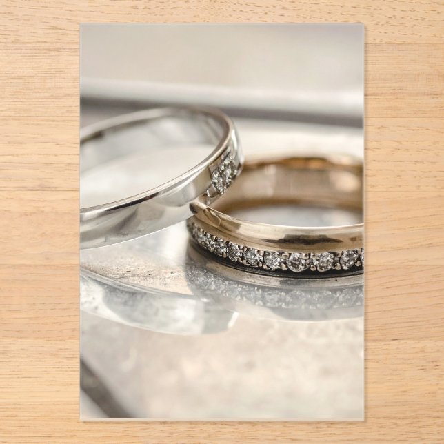 wedding rings acrylic invitations (Front)