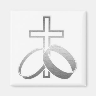 Wedding Rings and Cross Art Magnet