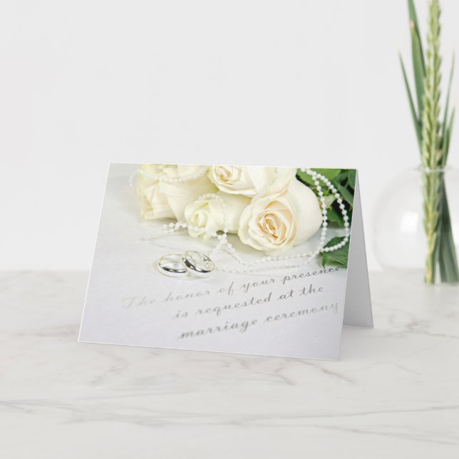 Wedding Rings and Roses on Invitation (Front)