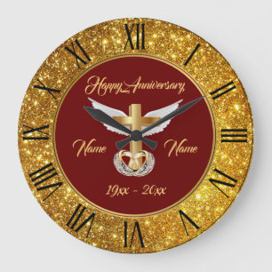 Wedding Rings Customize Gold Cross Anniversary Large Clock