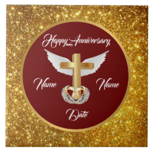 Wedding Rings Customize Gold Cross Anniversary Tile