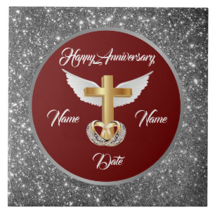 Wedding Rings Customize Silver Cross Anniversary Tile