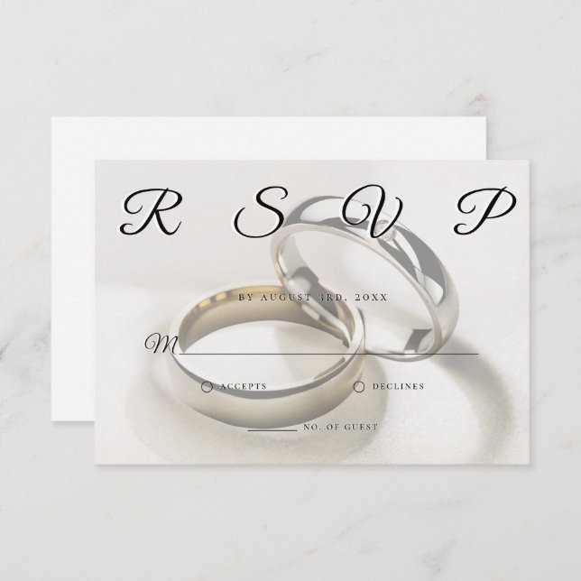 Wedding Rings Elegant Minimalist RSVP Card (Front/Back)