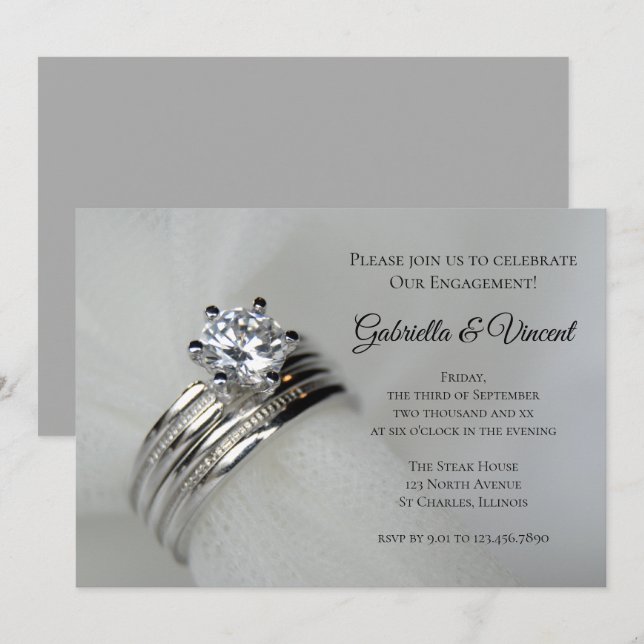 Wedding Rings Engagement Party Invitation (Front/Back)