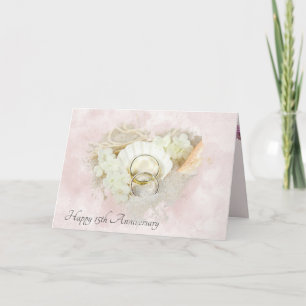 Wedding Rings in Seashell1 15th Anniversary  Card