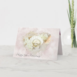 Wedding Rings in Seashell 75th Anniversary   Card