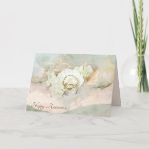Wedding Rings in Seashell Anniversary Card