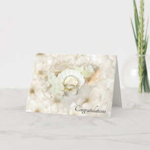 Wedding Rings in Seashell On Sand  Card