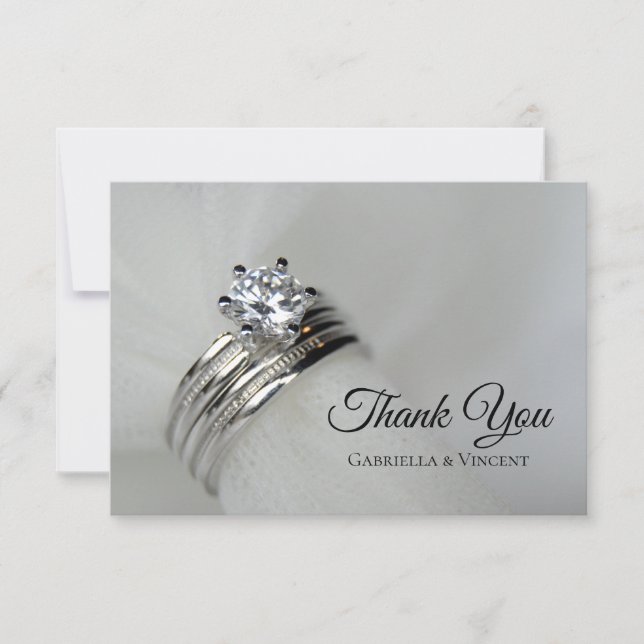 Wedding Rings Marriage Thank You Card (Front)