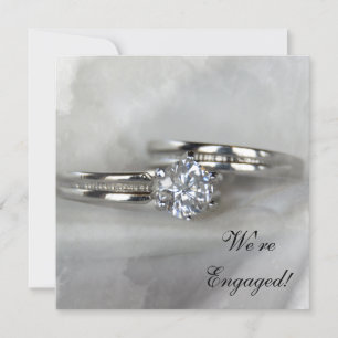 Wedding Rings on Grey Engagement Party Invitation