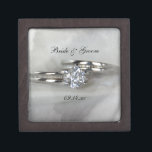 Wedding Rings on Grey Keepsake Box<br><div class="desc">Customize the pretty Wedding Rings Gift Box with the personal names of the bride and groom and specific marriage ceremony date. This elegant little box is also perfect for the ring bearer to carry the wedding rings in down the aisle at the wedding ceremony. This beautiful wedding gift box features...</div>