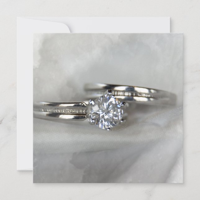Wedding Rings on Grey Marriage Invitation (Front)