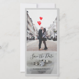 Wedding Rings on Grey Save the Date