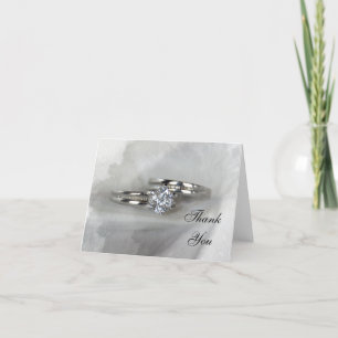 Wedding Rings on Grey Thank You Card
