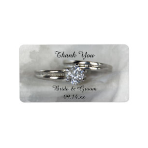 Wedding Rings on Grey Thank You Favour Tag