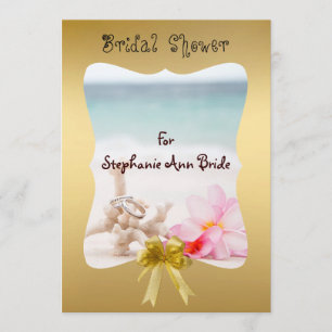 Wedding Rings On The Beach Bridal Shower Card