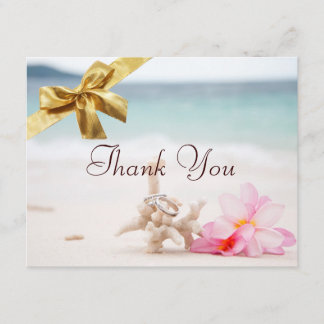 Wedding Rings On The Beach Thank You Card2