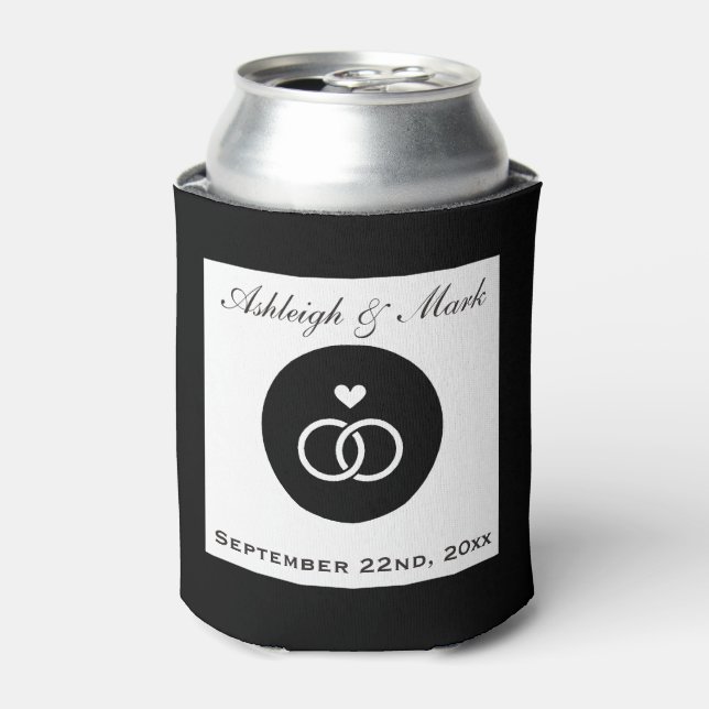 Wedding Rings Personalized Wedding Can Cooler (Can Front)
