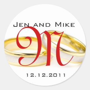 Wedding Rings Save the Date Monogram Stickers