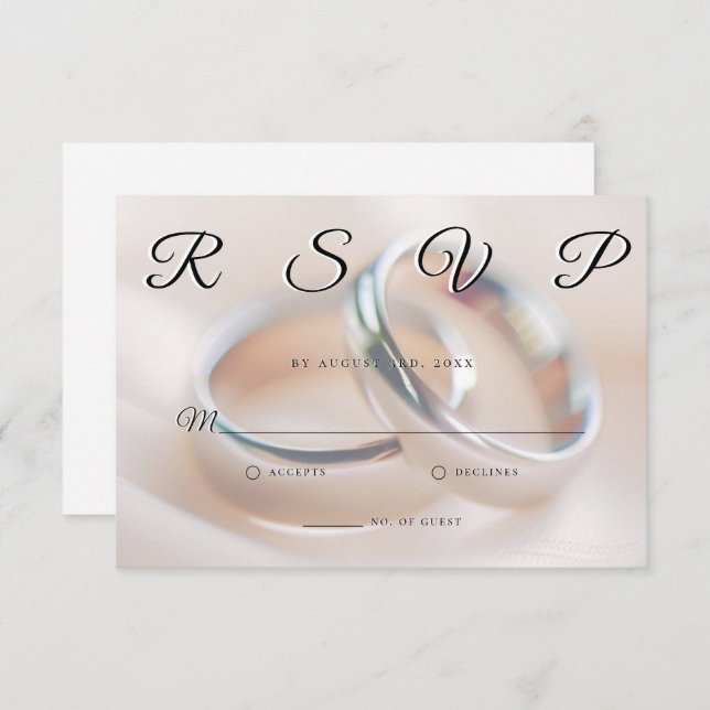 Wedding Rings Simple Elegant Minimalist RSVP Card  (Front/Back)