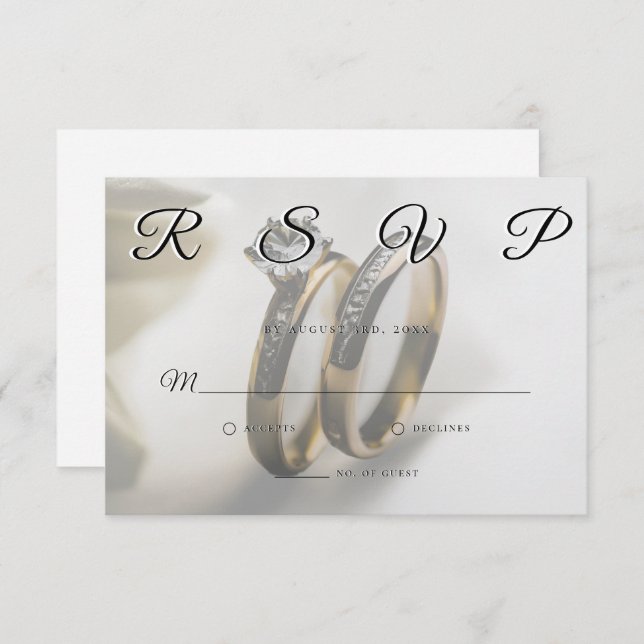 Wedding Rings Simple Elegant Minimalist RSVP Card  (Front/Back)
