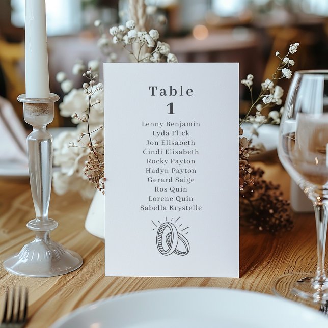 Wedding rings Table Number Seating Chart (Wedding rings Table Number Seating Chart)