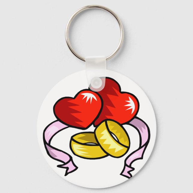 Wedding Rings Under Heart Keychain (Front)