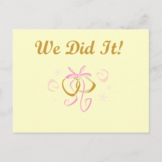 Wedding Rings We Did It T-shirts and Gifts Postcard (Front)