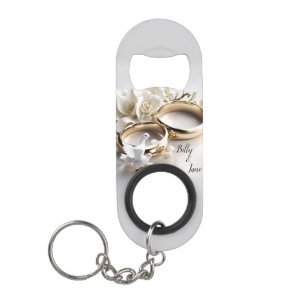 Wedding Rings with Dove Keychain Bottle Opener