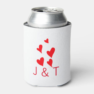 Wedding romantic partner add couple initial letter can cooler