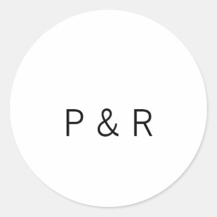 Wedding romantic partner add couple initial letter classic round sticker