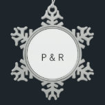 Wedding romantic partner add couple initial letter snowflake pewter christmas ornament<br><div class="desc">For lovers like us</div>