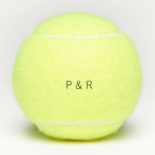 Wedding romantic partner add couple initial letter tennis balls (Front)