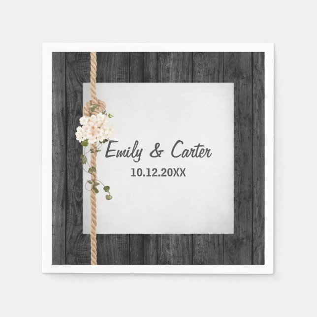 Wedding Rope Knot On Barn Wood  Napkin (Front)