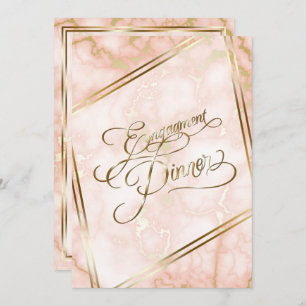 Wedding Rose and Gold Marble Ornate Calligraphy Invitation